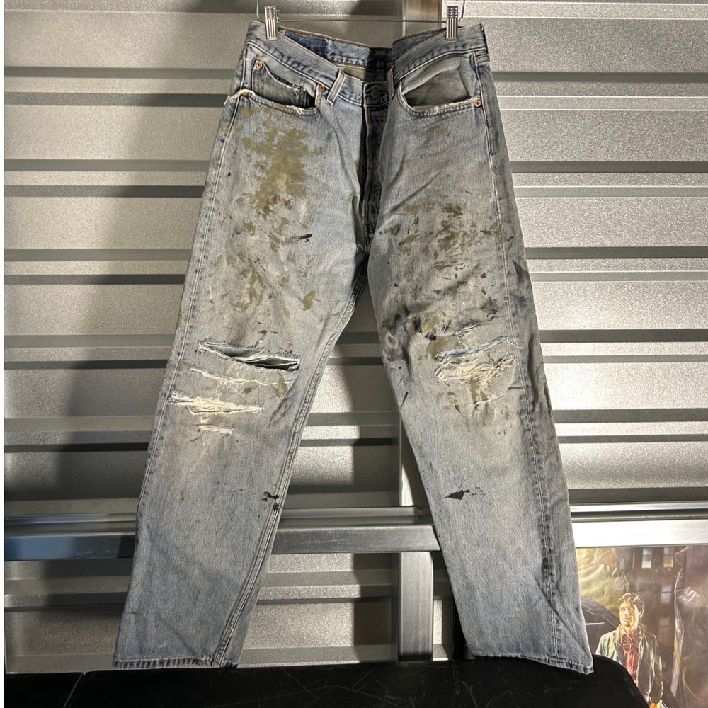 VINTAGE Levis USA 501 Jeans Mens 38x32 Distressed Paint Splatter Grunge 90s USA